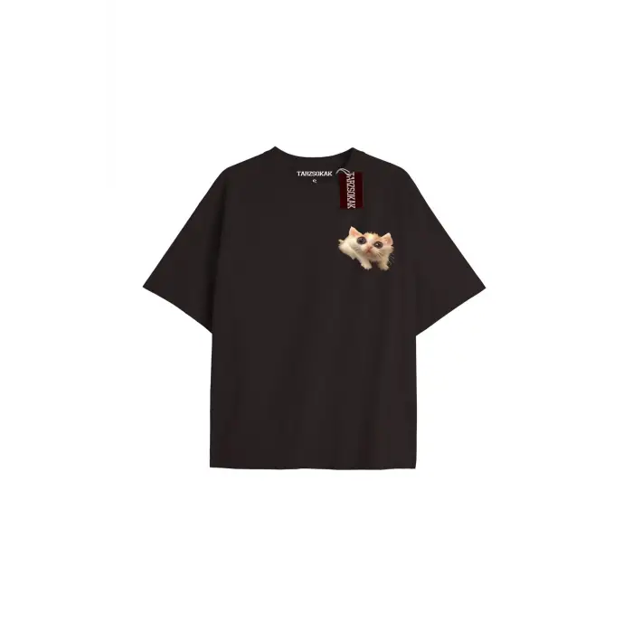 Penguen Baskılı Oversize Kalıp Unisex T-shirt