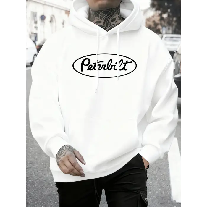 Peterbilt Harfli Baskılı Polar Sonbahar Sweatshirtleri Erkek Yumuşak Koşu Kapüşonlu Üstü Soka