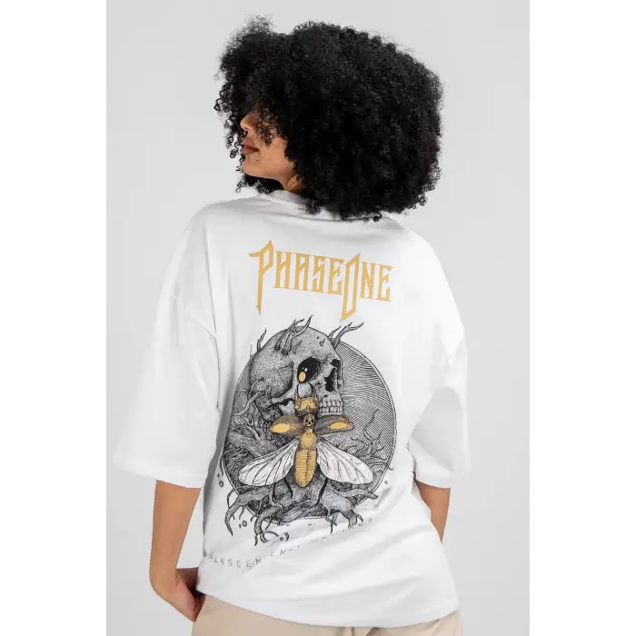 Phaseone Sırt Baskılı Beyaz Unisex Oversize