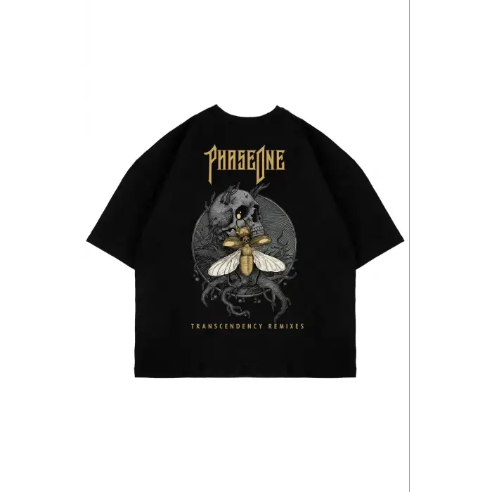 Phaseone Sırt Baskılı Siyah Unisex Oversize