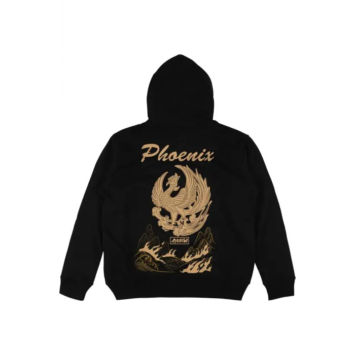 Phoenix Siyah Oversize Unisex Kapüşonlu Sweatshirt Hoodie