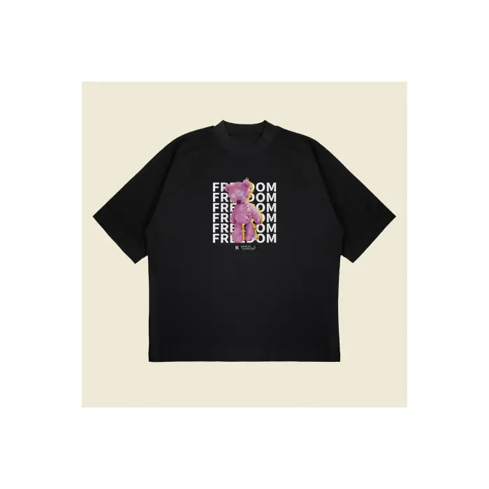 Pink Anarchy Baskılı Oversize Unisex Pamuklu Nefes Alan Kalın Kumaşlı