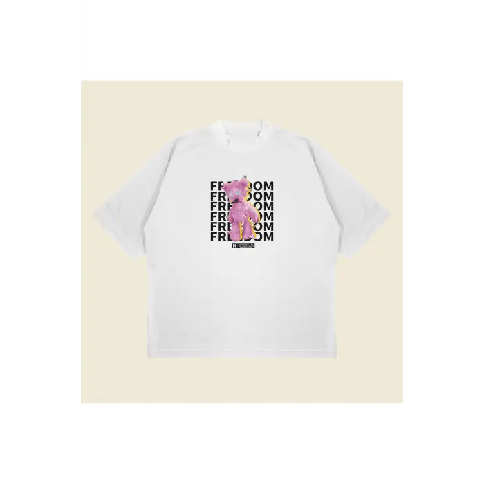 Pink Anarchy Baskılı Oversize Unisex Pamuklu Nefes Alan Kalın Kumaşlı