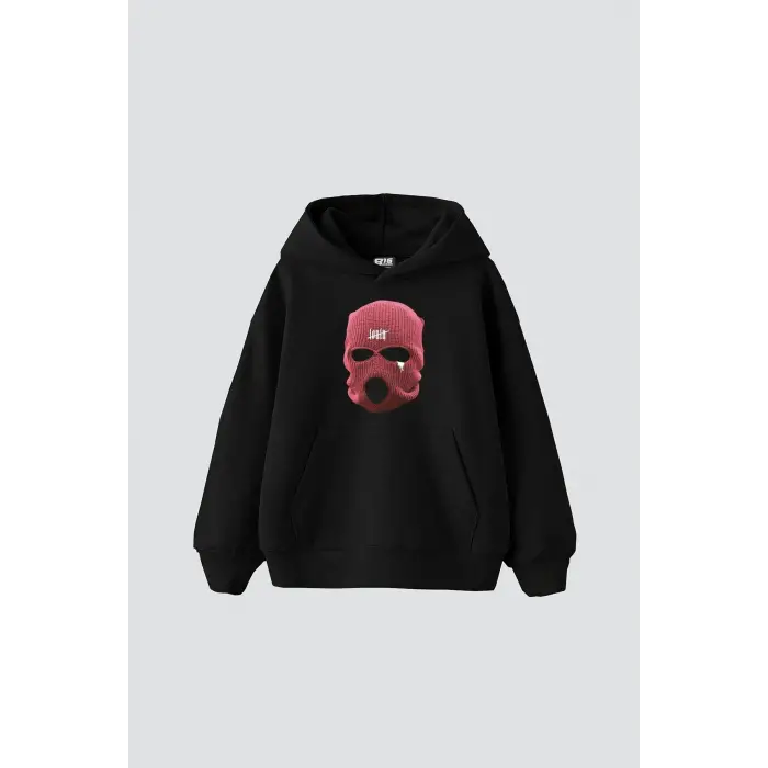 Pink Mask Baskılı Oversize Unisex Premium Siyah