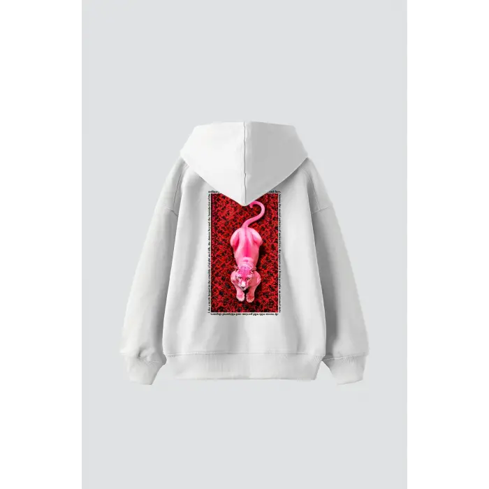 Pink Panther Baskılı Oversize Unisex Beyaz