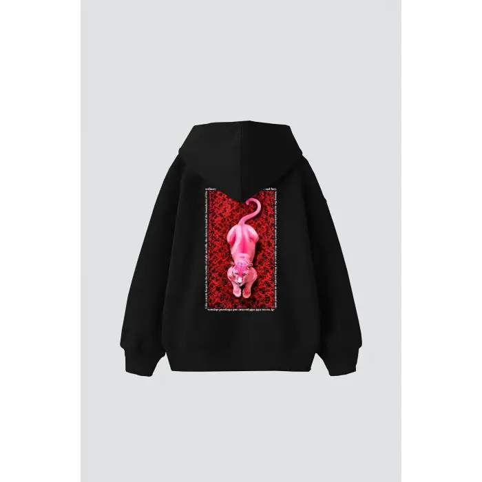 Pink Panther Baskılı Oversize Unisex Siyah