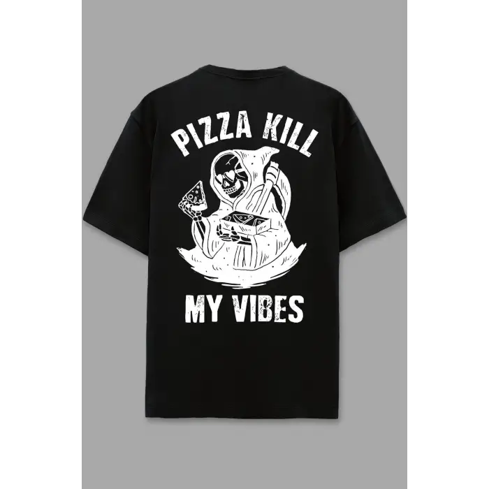 Pizza Killer Siyah Oversize Unisex T-shirt