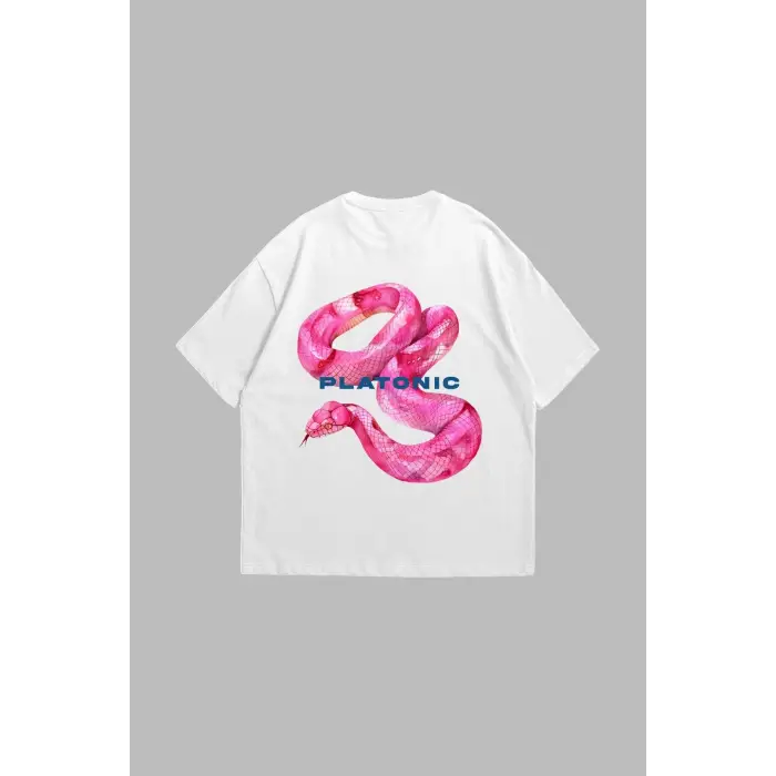 Platonic Baskılı Oversize Unisex Beyaz