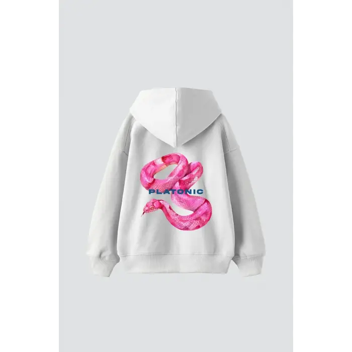 Platonic Baskılı Oversize Unisex Premium Beyaz