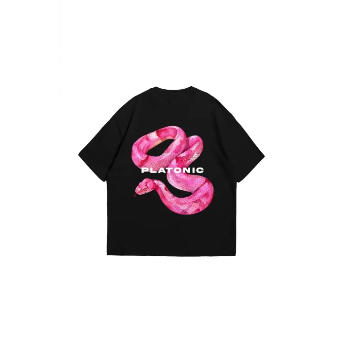 Platonic Baskılı Oversize Unisex Siyah