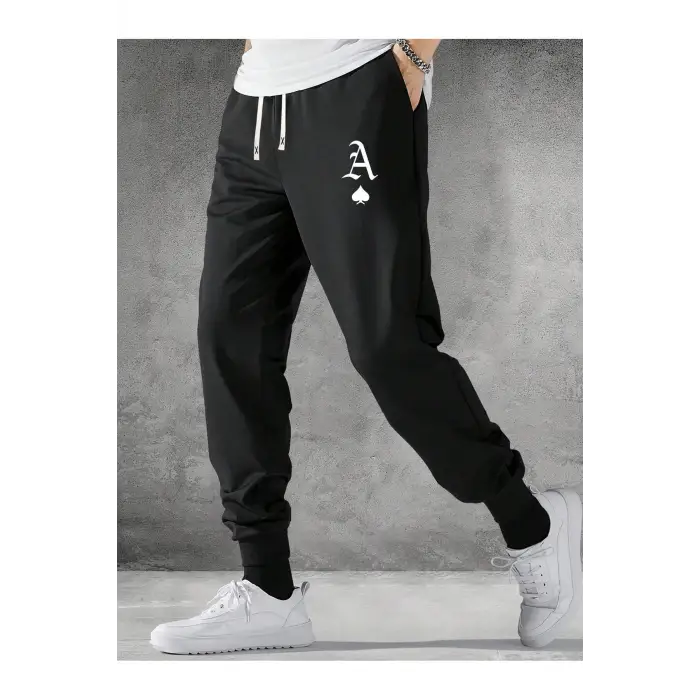 Playing Card Print Drawstring Waist Eşofman Altı