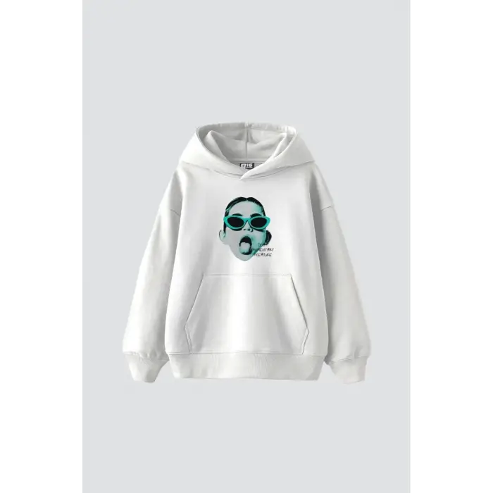 Pleasure Baskılı Oversize Unisex Beyaz