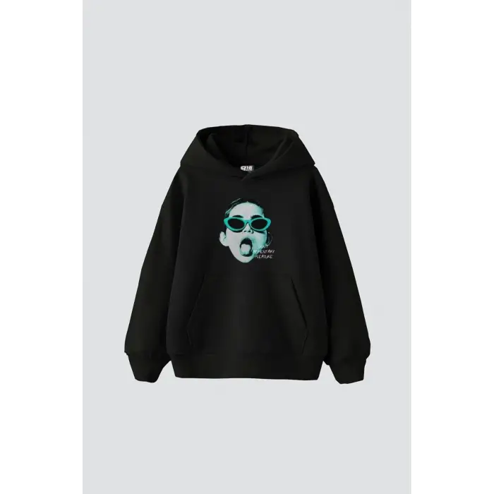 Pleasure Baskılı Oversize Unisex Siyah