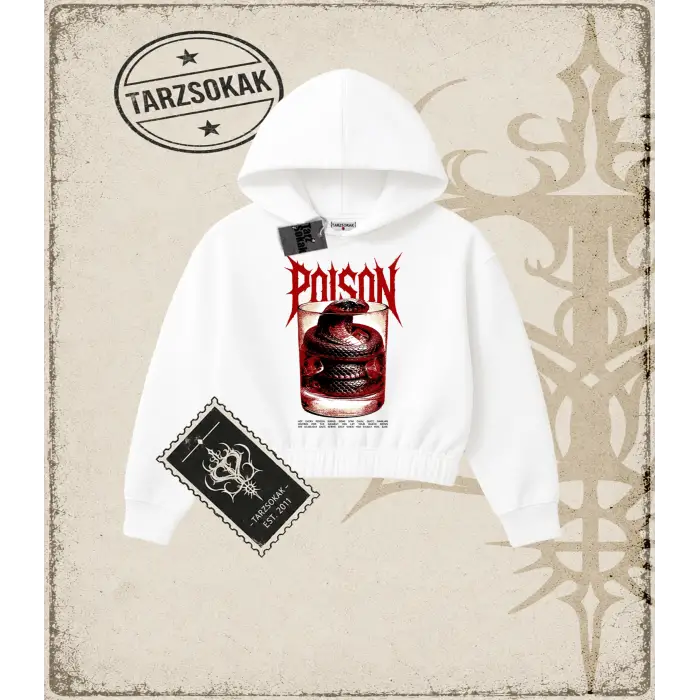 POISON Kadın Crop Kapşonlu Sweatshirt