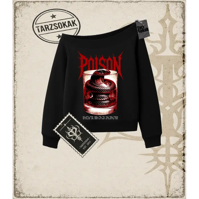 POISON Kadın Kayık Yaka Sweatshirt