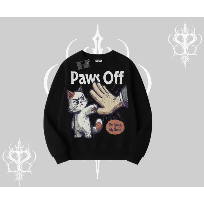ProCATstinator Kedi Baskılı Kapşonlu Crop Sweatshirt