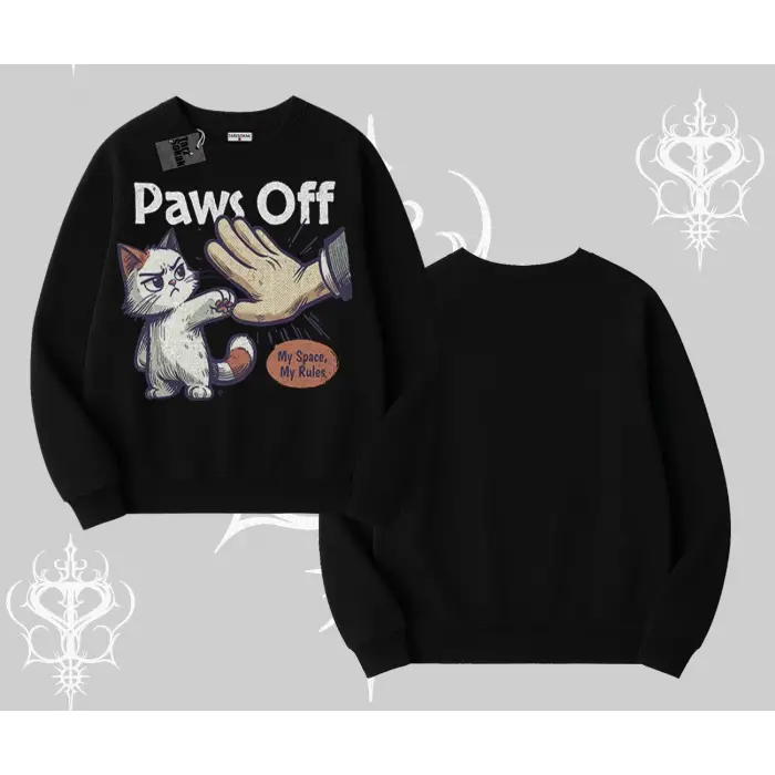 ProCATstinator Kedi Baskılı Kapşonlu Crop Sweatshirt