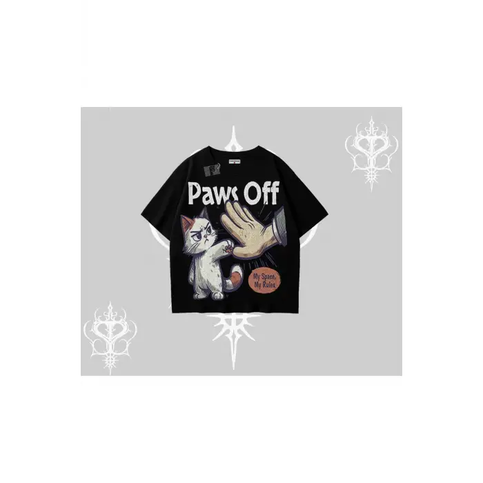 ProCATstinator Kedi Baskılı Kayık Yaka Tshirt