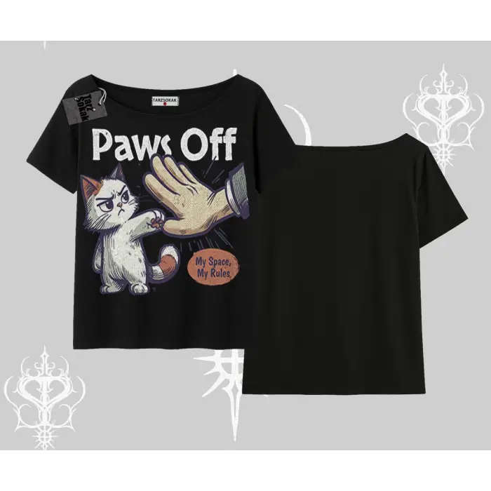 ProCATstinator Kedi Baskılı Oversize Crop Tshirt