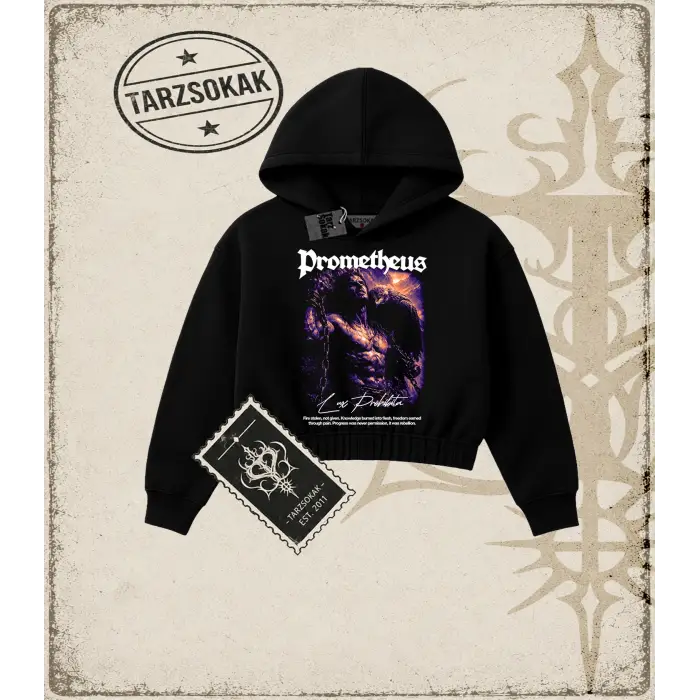 PROMETHEUS Kadın Crop Kapşonlu Sweatshirt