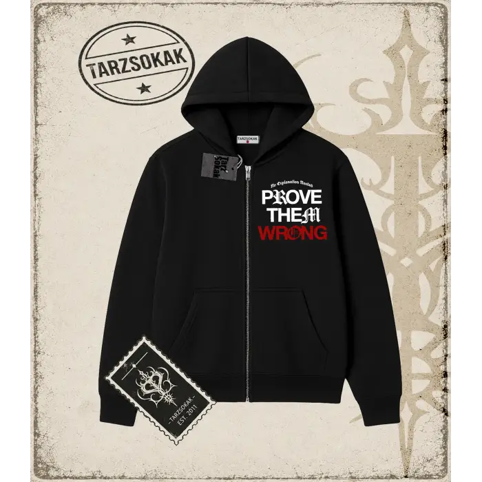 PROVE THEM WRONG Oversize Unisex Hırka & Çeket Fermuarlı Sweatshirt