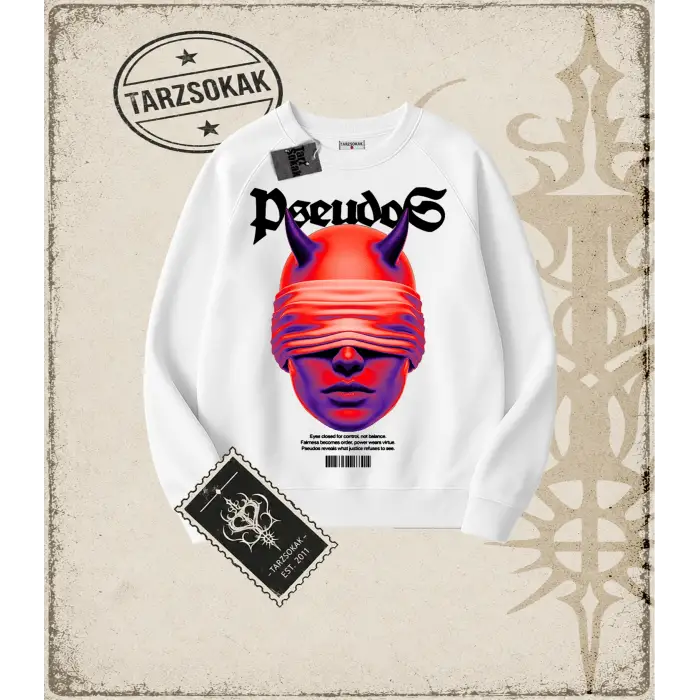PSEUDOS Oversize Unisex Bisiklet Yaka Sweatshirt
