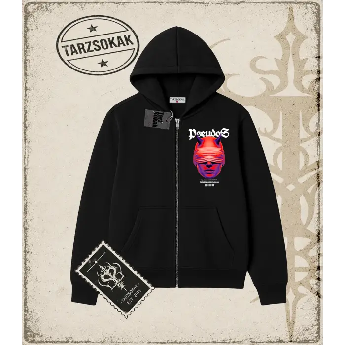 PSEUDOS Oversize Unisex Hırka & Çeket Fermuarlı Sweatshirt
