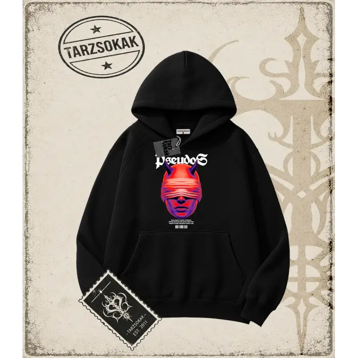 PSEUDOS Oversize Unisex Kapşonlu Sweatshirt