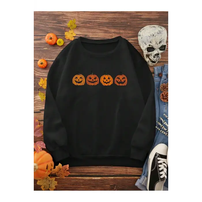 PUNK Pumpkin & Slogan Graphic Siyah