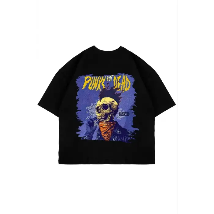 Punks Not Dead Sırt Baskılı Oversize Unisex Siyah