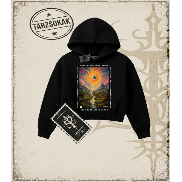 PYSCHEDELIC   Kadın Crop Kapşonlu Sweatshirt