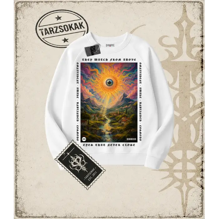 PYSCHEDELIC   Oversize Unisex Bisiklet Yaka Sweatshirt
