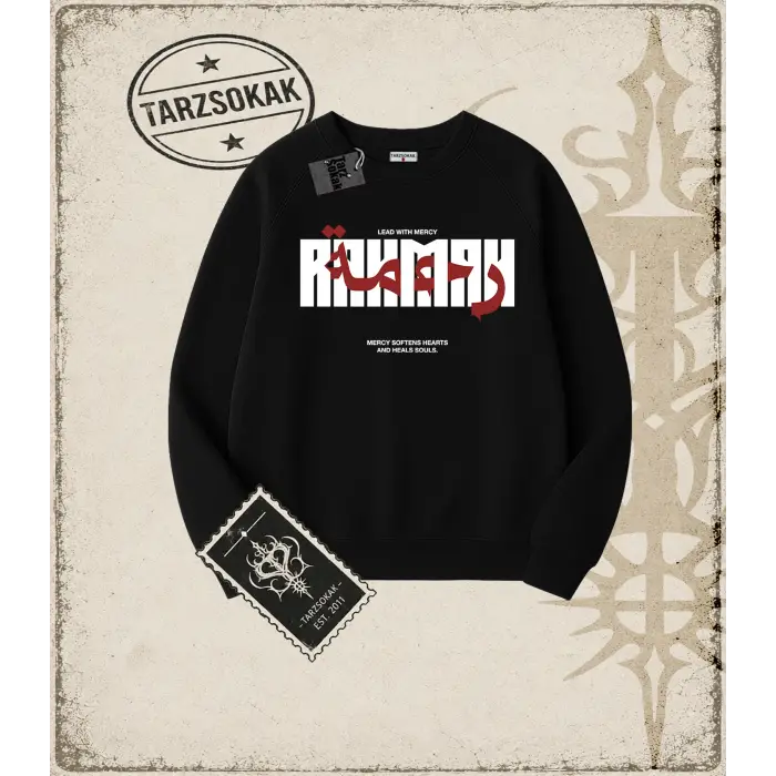RAHMAH Oversize Unisex Bisiklet Yaka Sweatshirt