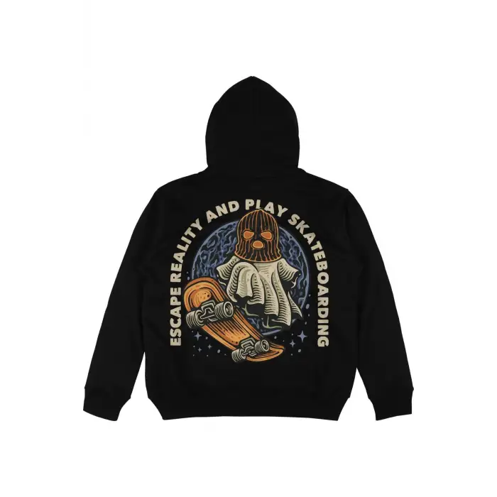 Reality Siyah Oversize Unisex Kapüşonlu Sweatshirt Hoodie