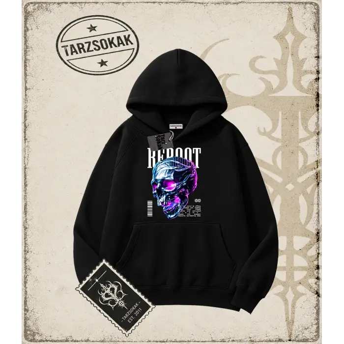 REBOOT Oversize Unisex Kapşonlu Sweatshirt