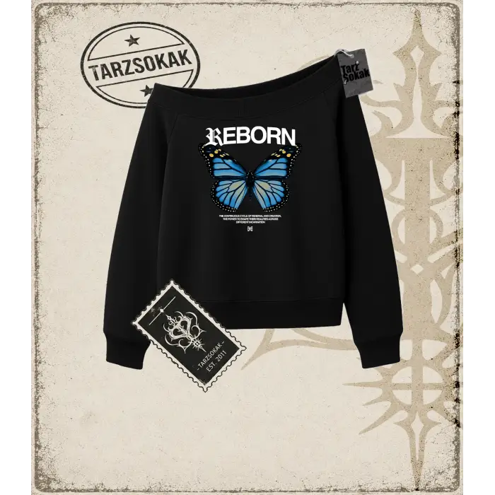 REBORN Kadın Kayık Yaka Sweatshirt