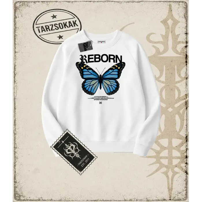 REBORN Oversize Unisex Bisiklet Yaka Sweatshirt