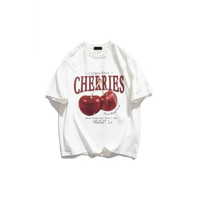 Red Cherries Baskılı Oversize Unisex