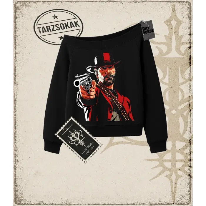 Red Dead Kadın Kayık Yaka Sweatshirt