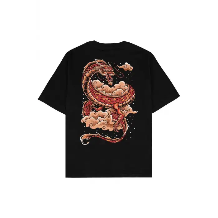 Red Dragon Siyah Oversize Unisex T-shirt