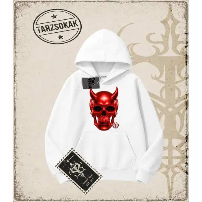 RED SKULL Oversize Unisex Kapşonlu Sweatshirt