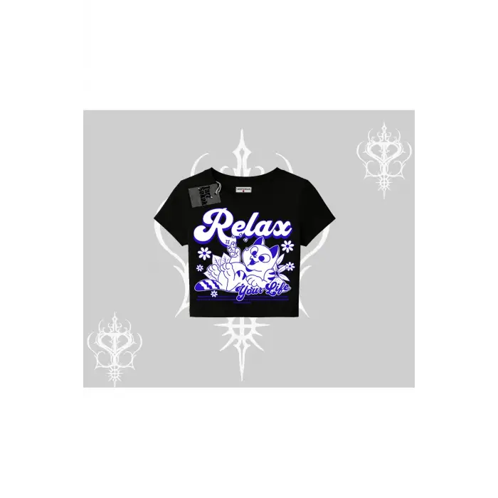 Relax Kedi Baskılı Babby Tee Tshirt