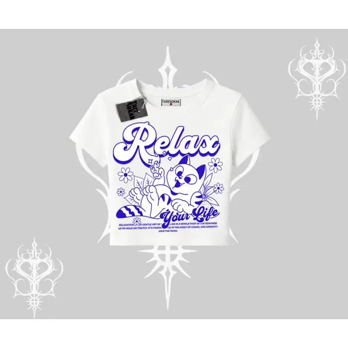 Relax Kedi Baskılı Babby Tee Tshirt