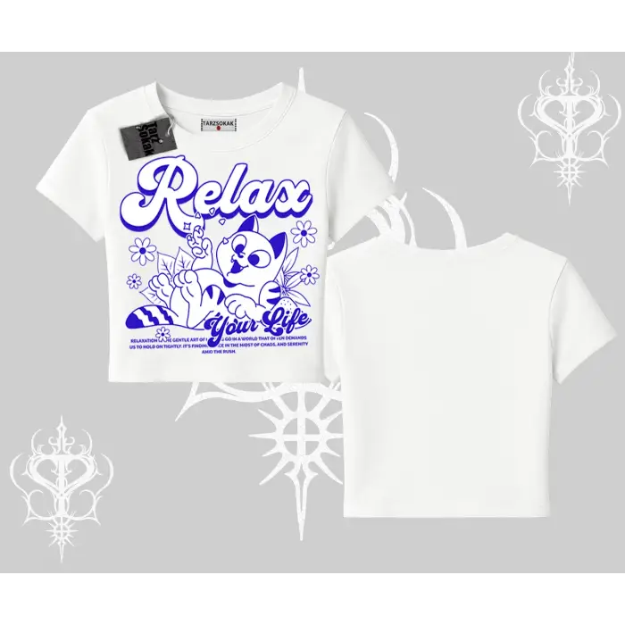 Relax Kedi Baskılı Babby Tee Tshirt