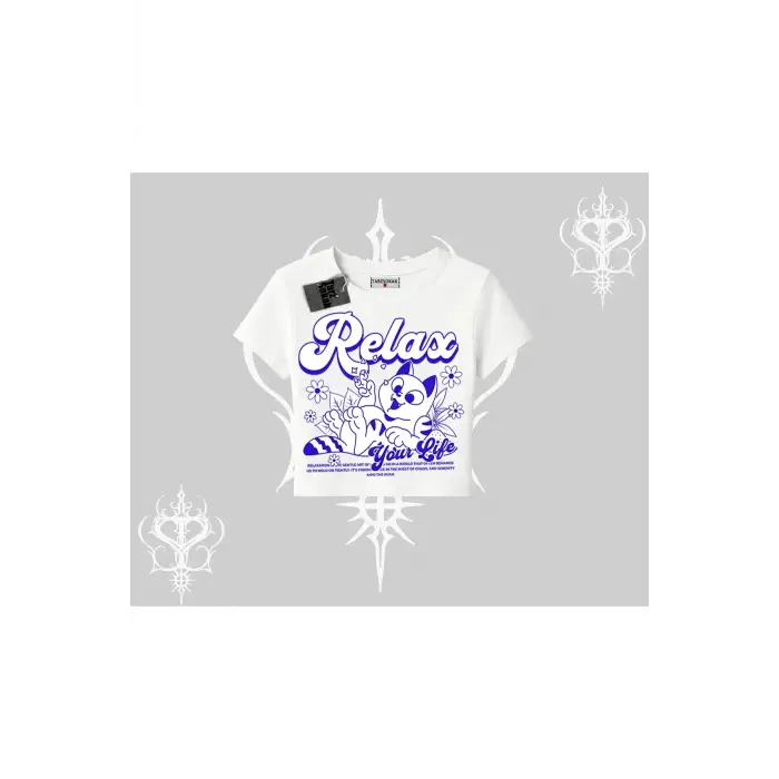 Relax Kedi Baskılı Babby Tee Tshirt - Çocuk
