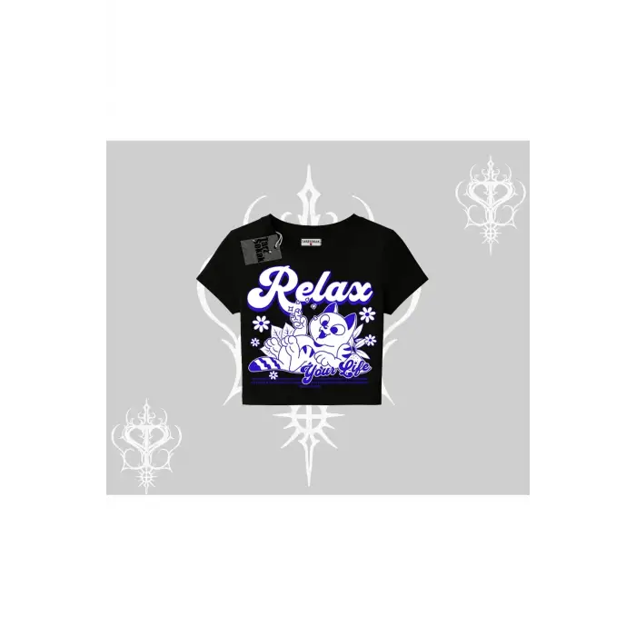 Relax Kedi Baskılı Babby Tee Tshirt - Çocuk