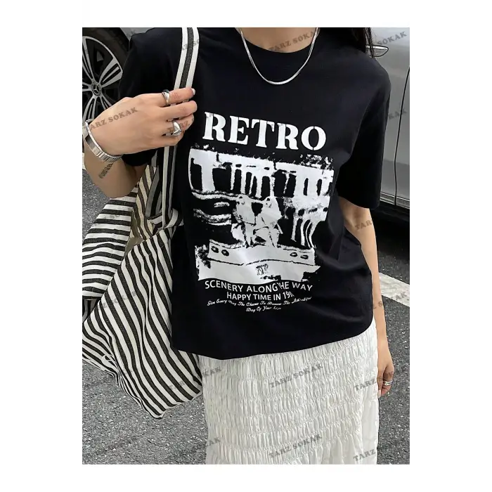 RETRO Baskılı Oversize Kalıp Unisex T-shirt