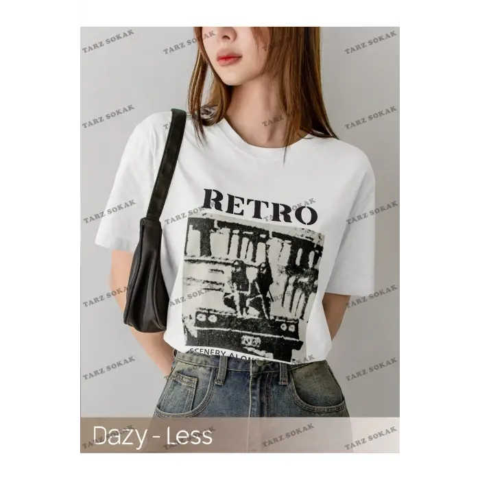 RETRO Baskılı Oversize Kalıp Unisex T-shirt