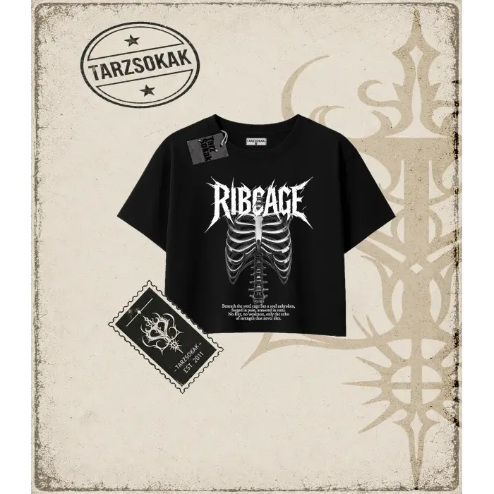 RIBCAGE Kadın Crop Tişört