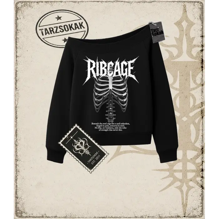 RIBCAGE Kadın Kayık Yaka Sweatshirt